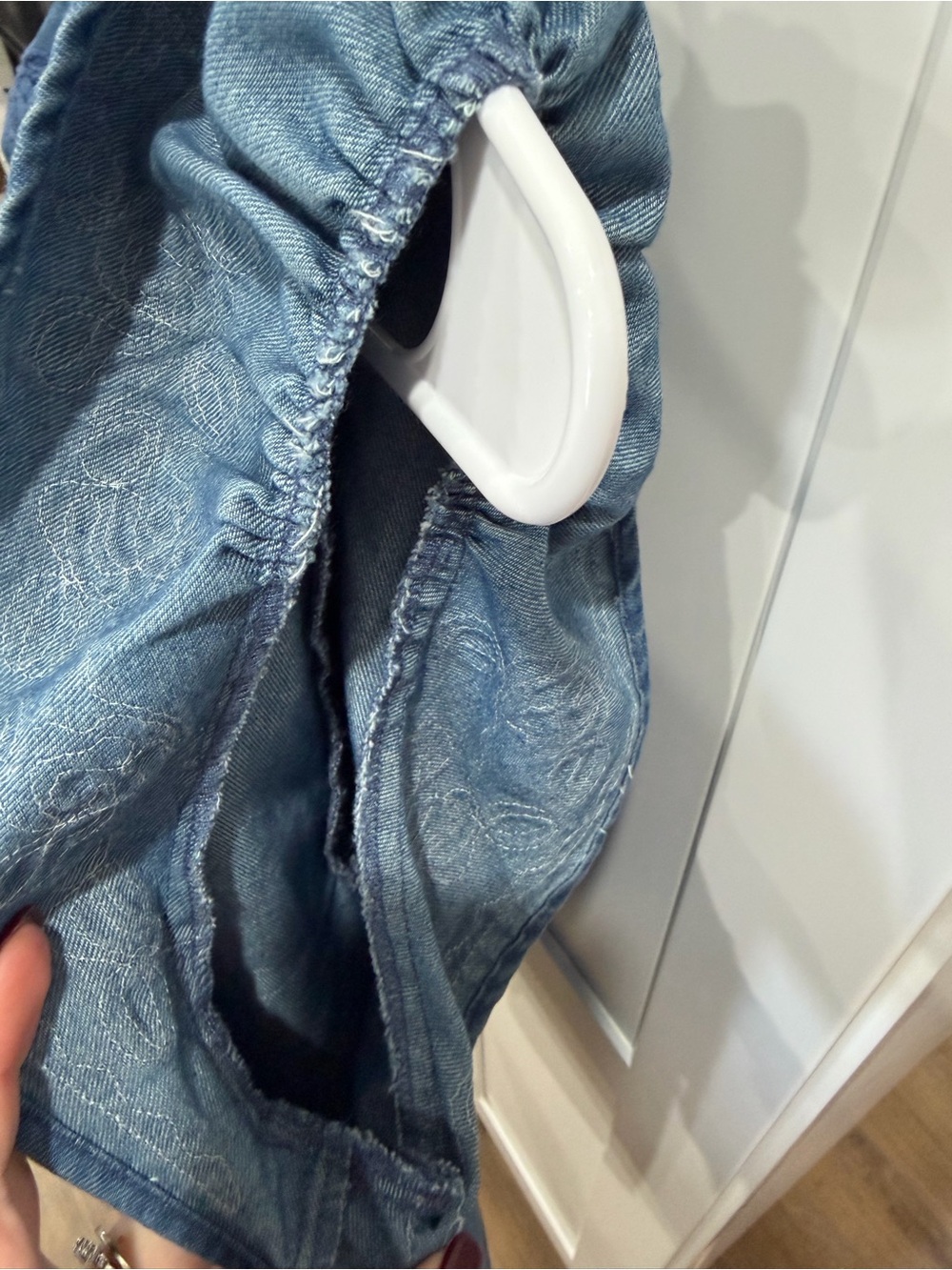 entro Denim Blue Embroidered Peplum Blouse - Picture 3 of 4